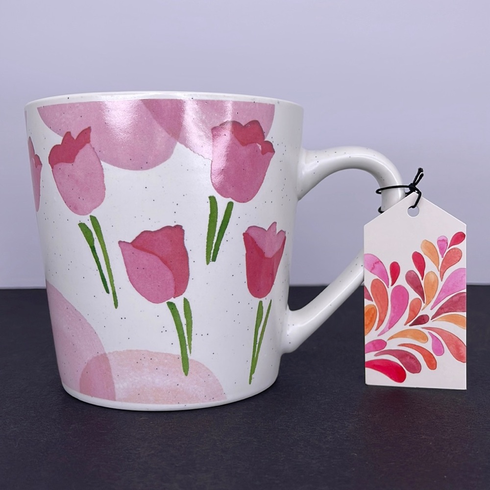 Morning Meadow Pink Tulip Floral  Mug